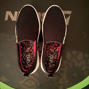 Ryka Black and Pink Slip-On Sneakers